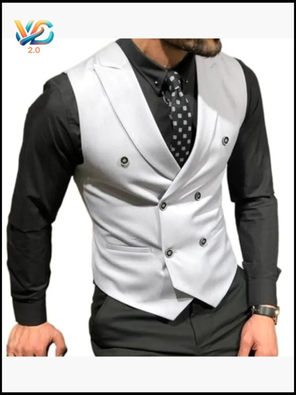 Men's Slim Fit Double Breasted Vest for Wedding Business Casual